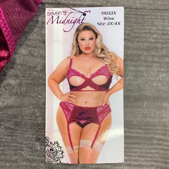 Seven ‘til Midnight 3-Piece Velvet and Lace Set NWT [729] - Picture 13 of 15